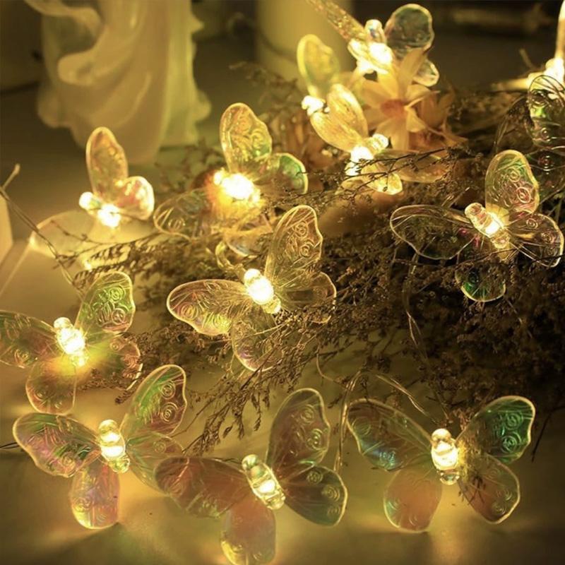 

10LED Battery Powered Home Decor Waterproof Colorful Light String Transparent LED 150CM String Lights for Weddings Butterfly 1.5M
