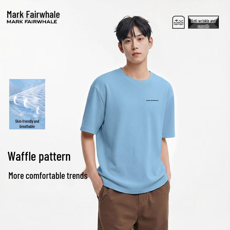 MARK FAIRWHALE Men's Waffle Knit Loose Fit Short Sleeve T-Shirt