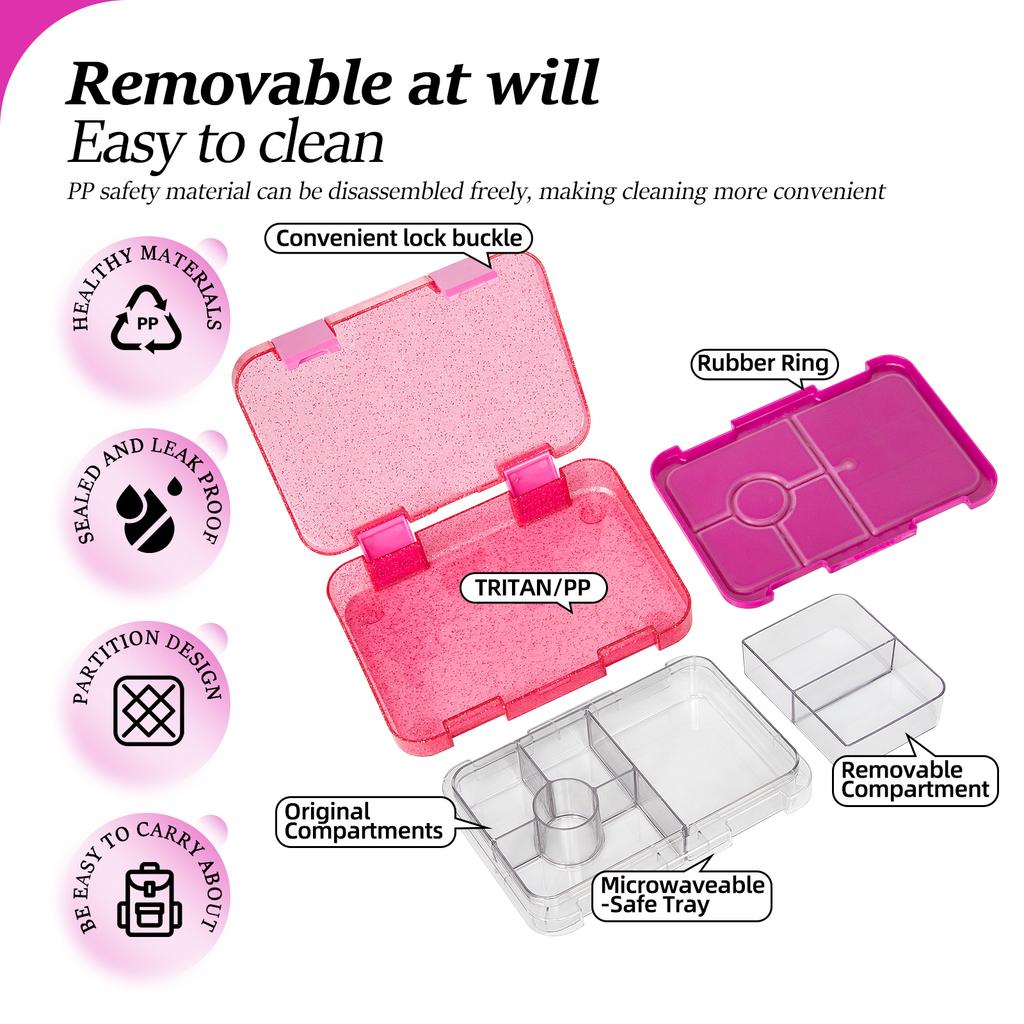 Portable Sealed Lunch Box Student Bento Box Microwave Available Heating School Office Staff Fruit Food Containers Forks Spoons