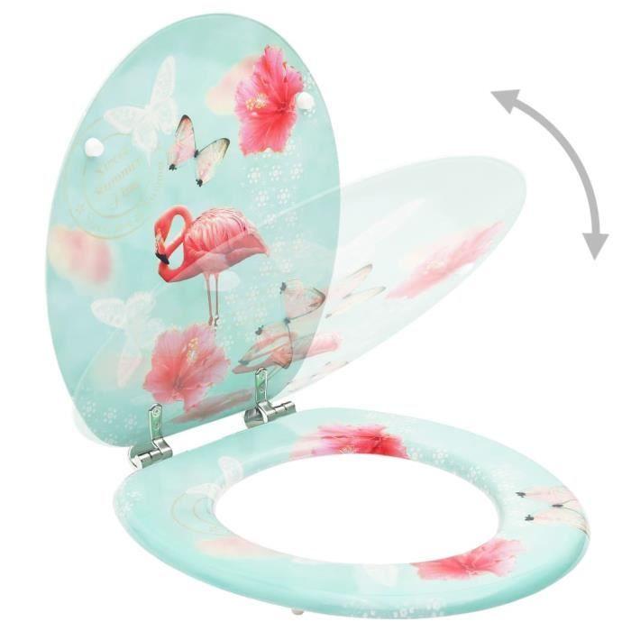 VidaXL Toilet Seats with Lid 2 Pcs MDF Flamingo Design