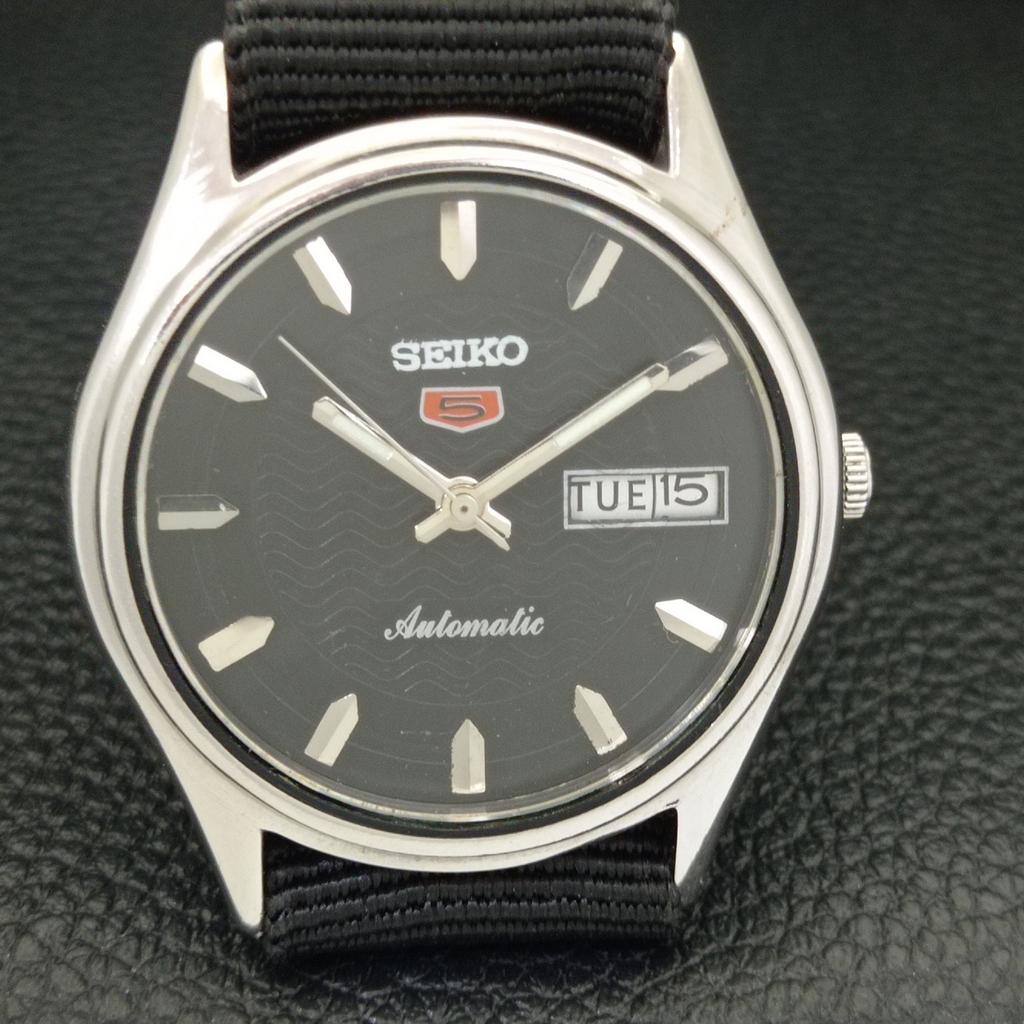 JAPAN VINTAGE SEIKO 5 AUTOMATIC 6309A MENS BLACK COLOR DIAL WATCH a701643-5 R206c-a701643