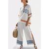 1D European and American Style Plus-size Loose Casual Five-quarter Sleeve Women's Summer Fashion Seaside Vacation Beach Two-piece Set