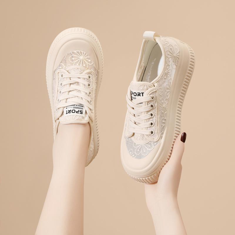Breathable Lace Fisherman Shoes Women's Summer Women's Shoes Board Shoes New with Skirts White Shoes Versatile Women's Shoes