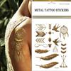 1 foaie de tatuaj temporar metalic de modă, de unică folosință, rezistent la apă, autocolant de machiaj din folie de aur