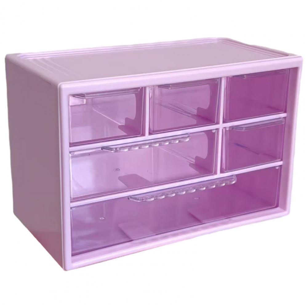 

18*12cm Drawer Desktop Storage Box 6 Compartments Clear Cosmetic Stationary Hair Accessories Jewelry Storage Organizer Container XS фиолетовый