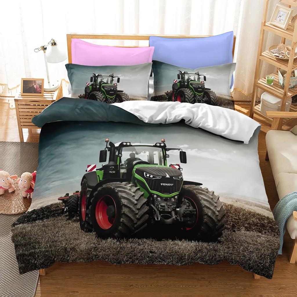 Comforter Rooster Rural Farmhouse On The Country Road With Barn Tractor On Side In Stormy Day Picturedecorative Bedding