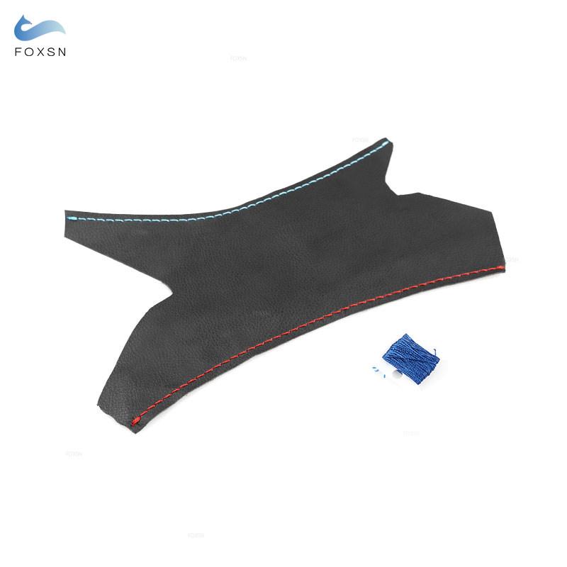 Innengriff-Zugabdeckung aus Mikrofaserleder für BMW 3er E90 E91, Innenverkleidung der rechten Tür, schwarz mit rot-blauer Linie