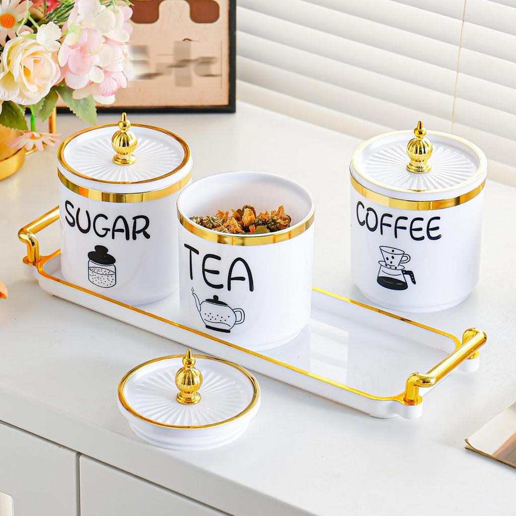 White Plastic Sealed Jars with Lids - Moisture-Proof Storage for Sugar, Tea, and Beans, High-End Design