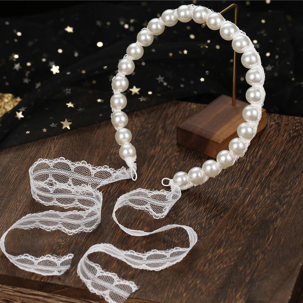 Pearls Headbands for Women Girls Bride Wedding Hairbands White Flower Tiaras and Crowns Korean Fashion Headdress Hair Jewelry