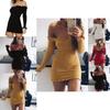 Cotton Solid Color Bodycon Dress With Long Sleeve And High Waist For Women