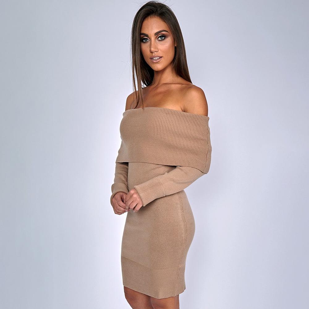 **Europäisches sexy eng anliegendes Strickkleid Herbst/Winter 2026**: Damen-Ein-Schulter-Pullover**