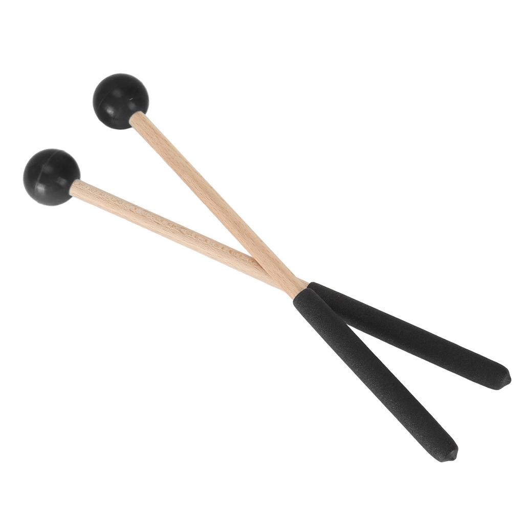 1 Pair Percussion Mallet Rubber and Maple Multifunctional Tongue Drum Mallet for Concert Black