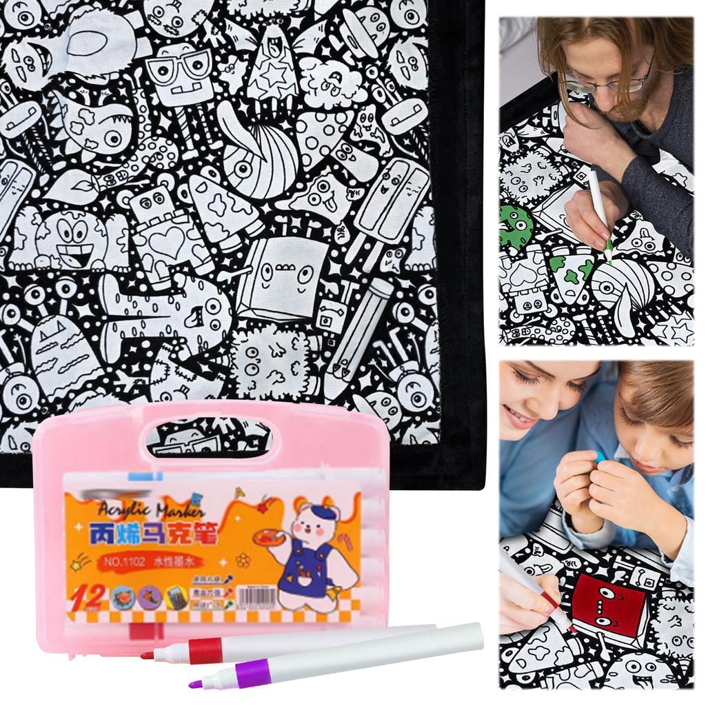 Color Your Own Blanket Washable Fuzzy Velvet Creative Art Project with Markers for Holiday Arts Crafts Activity Party