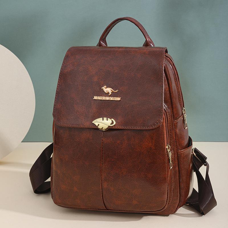 Multi-Purpose Backpack Retro Commuter Women's Large Capacity Solid Color Travel Backpack