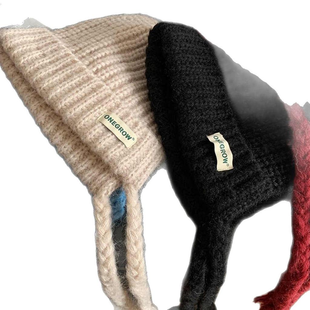 Blue white balaclava hat women's autumn and winter warm ear protection face small cold knitted wool hat tide