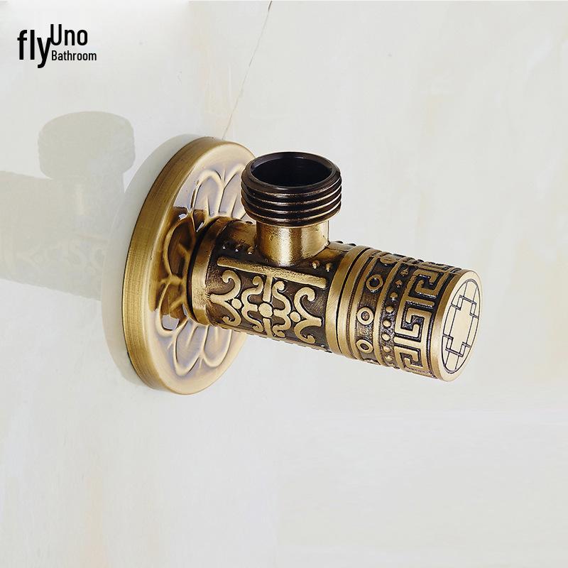 Antikes Messing Geschnitzt Retro Verdickt Schwarz Explosionsgeschützt Heiß/Kalt Eckventil