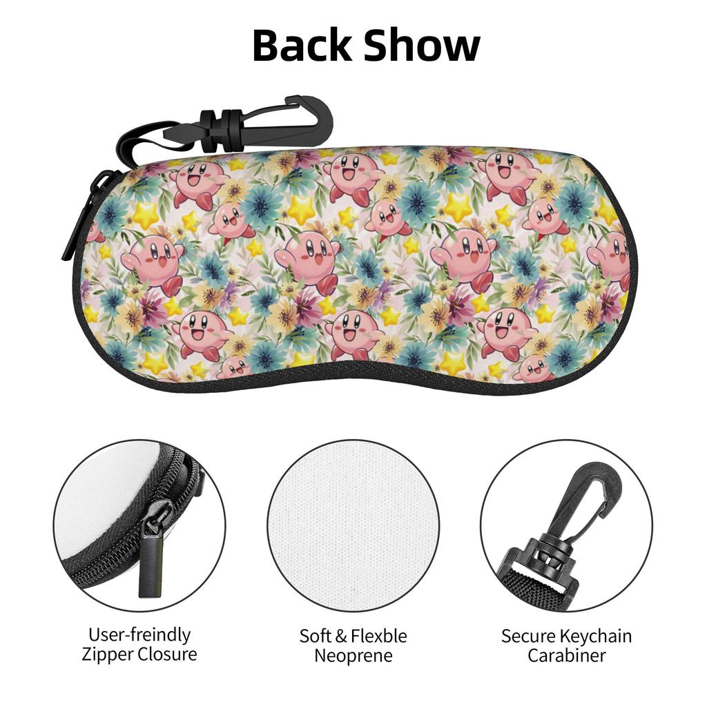 Kirby Stars Daisies Flowers Seamless Pattern Shell Eyeglasses Protector Cases Men Women Sunglass Case Glasses Pouch