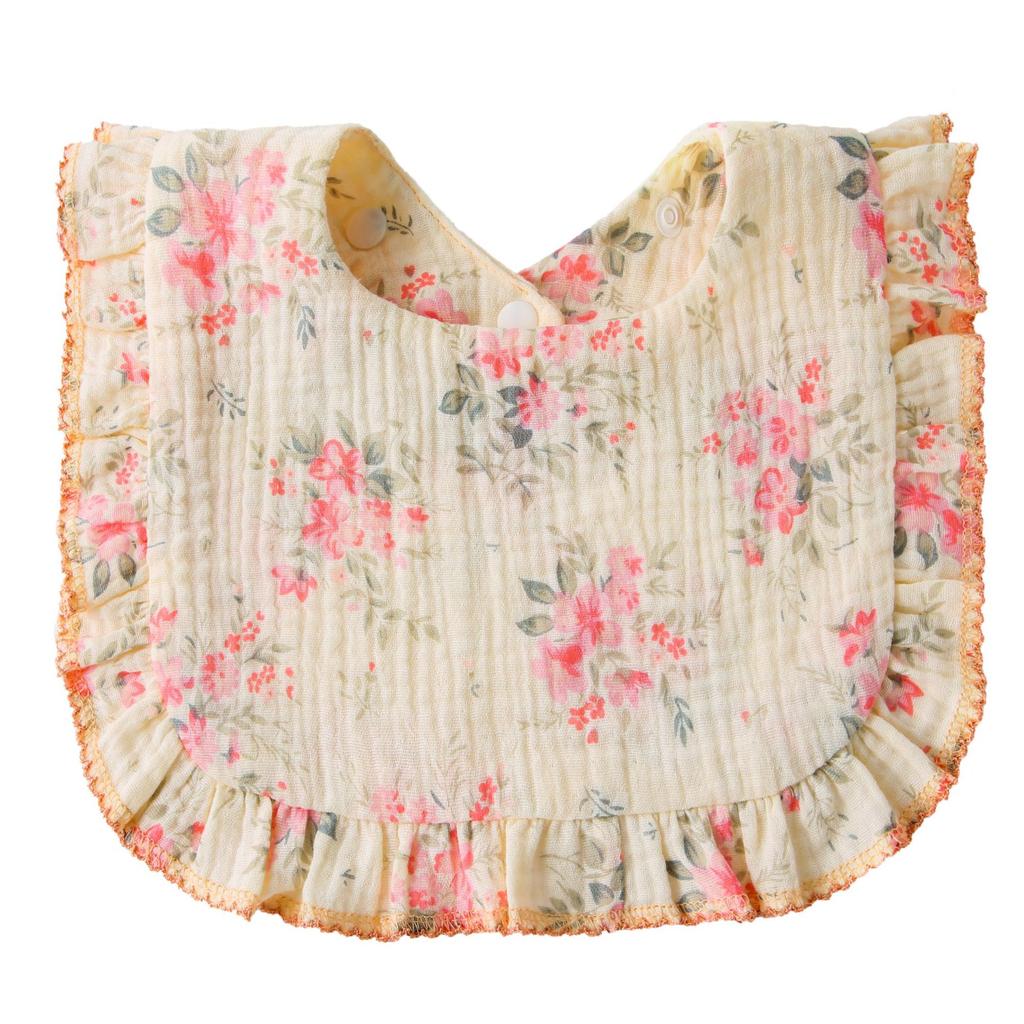 Baby Bibs Organic Cotton Muslin Scarf Burp Cloths Ruffle Floral Gauze Water Absorb Bandana for Newborn Accessories Feeding Kids
