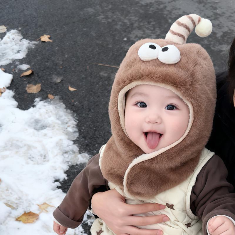 Plush Winter Baby Hat with Scarf - Thick, Warm, Windproof, and Ear-Protecting