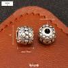 Sterling Silver S999 Ethnic Spacer Beads: Retro Barrel & Ruyi Lock Lucky Beads for DIY Jewelry.