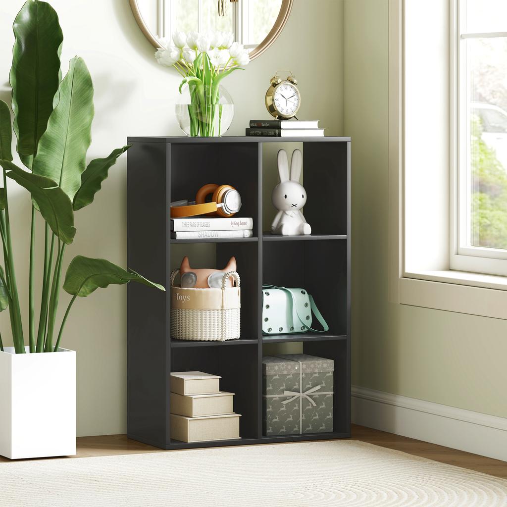 6-Cube Bookshelf - Black