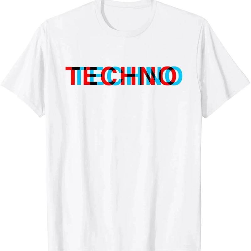 Techno Music Optical Illusion Glitch Trippy EDM Rave T-Shirt Vintage Women Clothes Y2k Top Ropa De Mujer