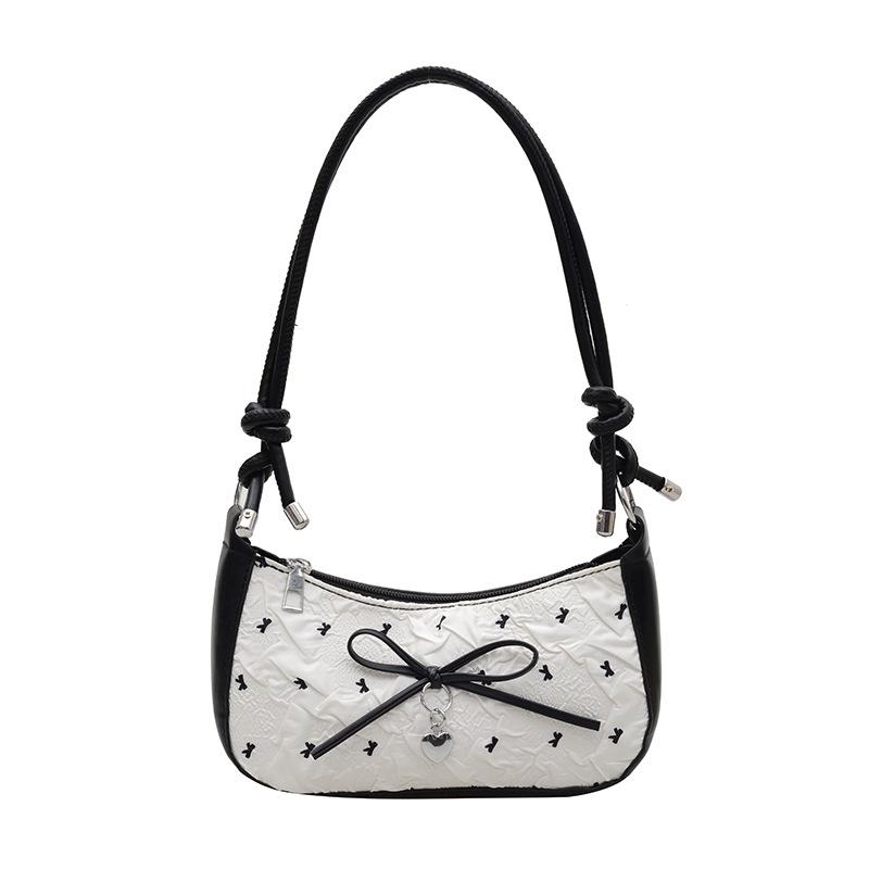 

1Pcs New Fashionable And Versatile Texture Light Luxury Single Shoulder Small Square Bags Y2K Pink Bow Armpit Bag For Women білий