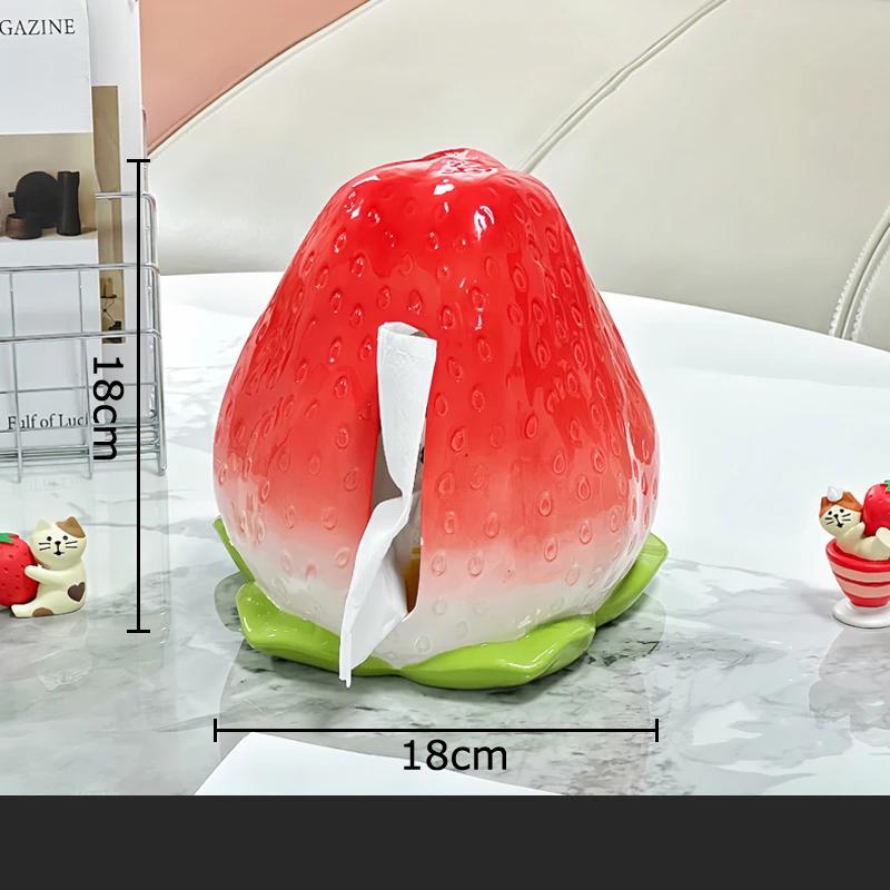 

Розовая клубника Милая коробка для салфеток Кофейный столик Декор стола Клубничная керамическая коробка для салфеток Прикроватная тумбочка Чехол для бумажных полотенец красный