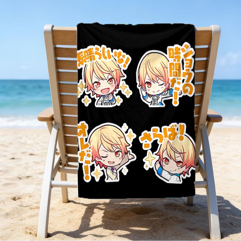 proof beach towel with a Tenma Tsukasa1 pattern - soft,absorbent,quick-drying,machine washable - perfect for swimming,camping,bathing