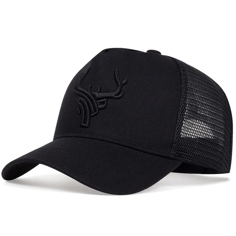 Unisex Antler Embroidered Baseball Cap Men Women Summer breathable Mesh Caps Adjustable  Outdoor Casual Sunscreen Hat Dad Hats