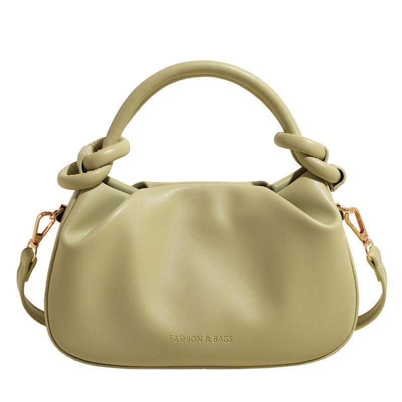 New simple pleated handbag women's fashion solid color shoulder small square bag popular versatile commuter messenger bag