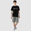 Champion Short Sleeve Classic Script Logo Size L Men's T-Shirt, 100% Cotton, Print, Black, (C3-P302Z/C3-X353L)