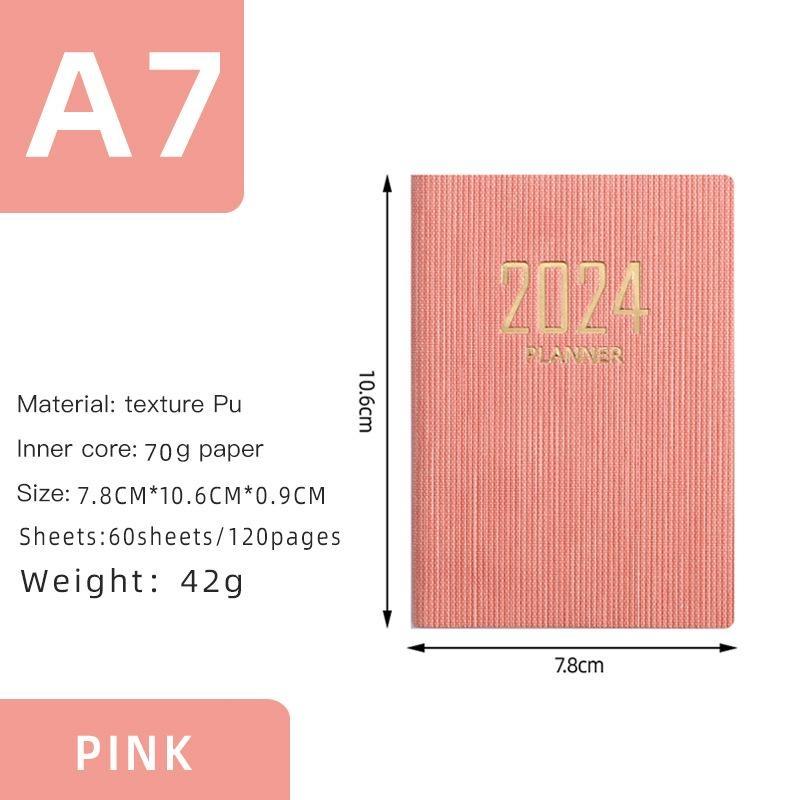 Handbuch 2024 Englisch Agenda Buch A7 Täglichen Planer Notebook Planer Tragbare Tasche Planer