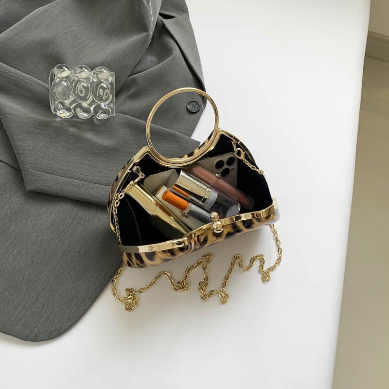 Sac de Soirée pour Femme Sac de Banquet de Fête Sac à Bandoulière avec Chaîne Imprimé Léopard Sac Cabas de Soirée pour Femme Premium Durable