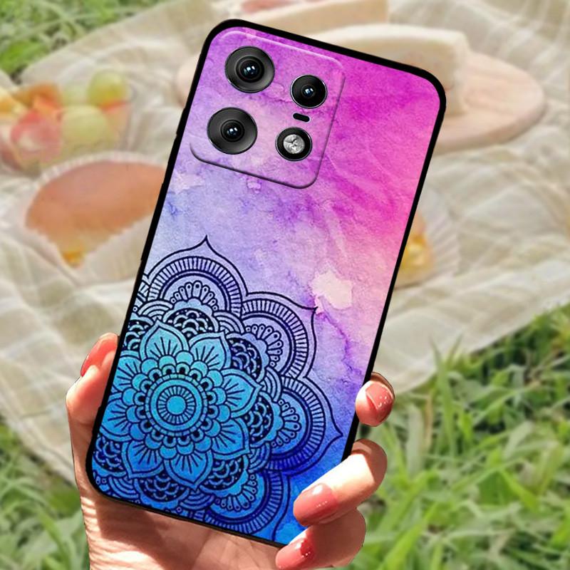 For Motorola Edge 50 Pro Case Fashion Marble Silicon Black Soft Bumper for Moto Edge 50 Pro Phone Cases Cartoon TPU Shells