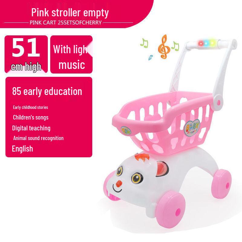 Large Kids' Grocery Cart with Fruit & Vegetable Play Set for Playhouse