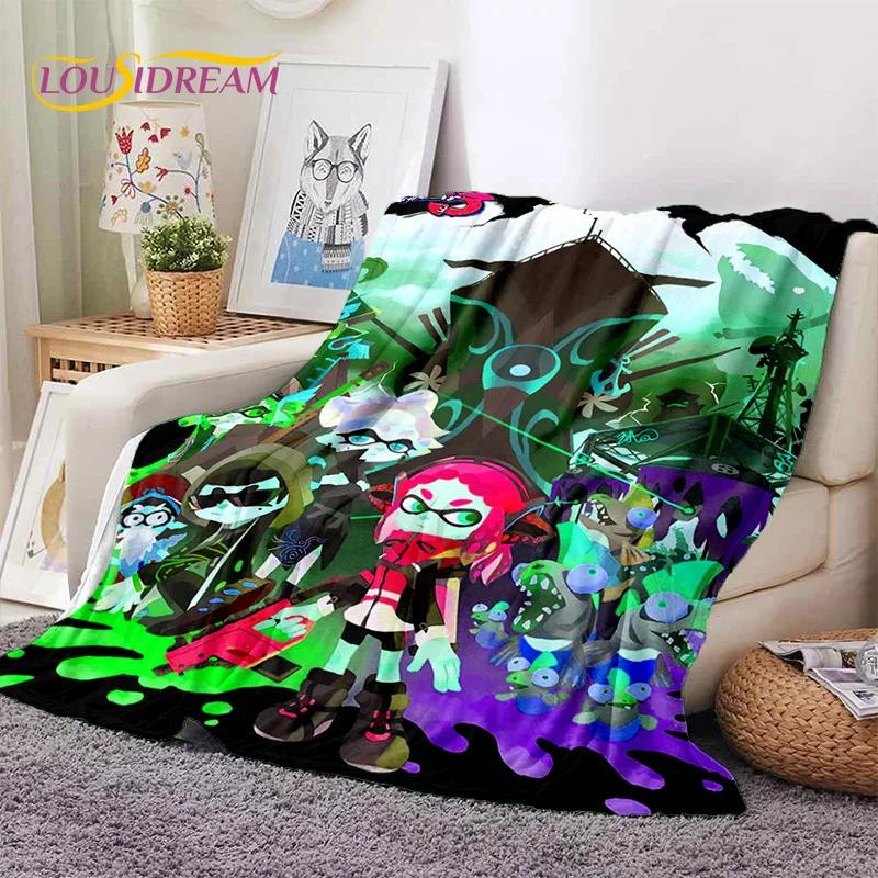 Splatoon3 PC Gamer Cartoon Game Soft Flannel Blanket for Beds Bedroom Sofa Picnic,Throw Blanket for Cover Outdoors Leisure Gift