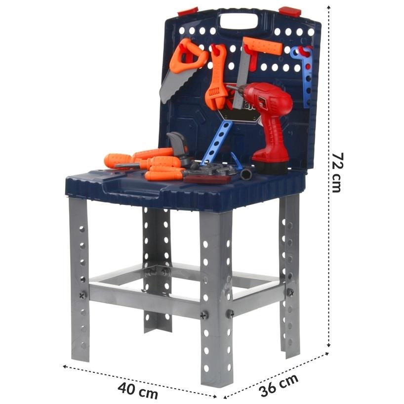 Dílna v kufříku DIY Stůl 2v1 Sada Nářadí Vrtačka