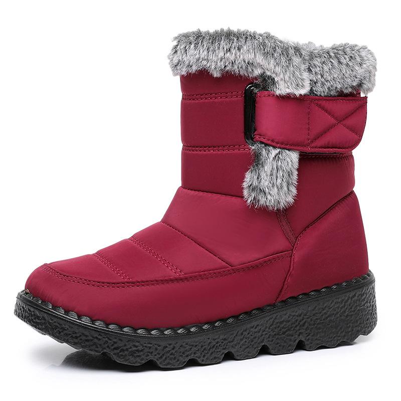 Womens Winter Boots with Soft Fur Cuff Buckle Strap Closure and Anti Slip Sole Warm Comfortable Snow Shoes for Outdoor Walking