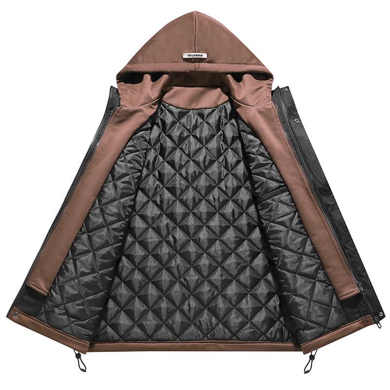 Herren Herbst/Winter Faux Zweiteilige Kapuzenjacke