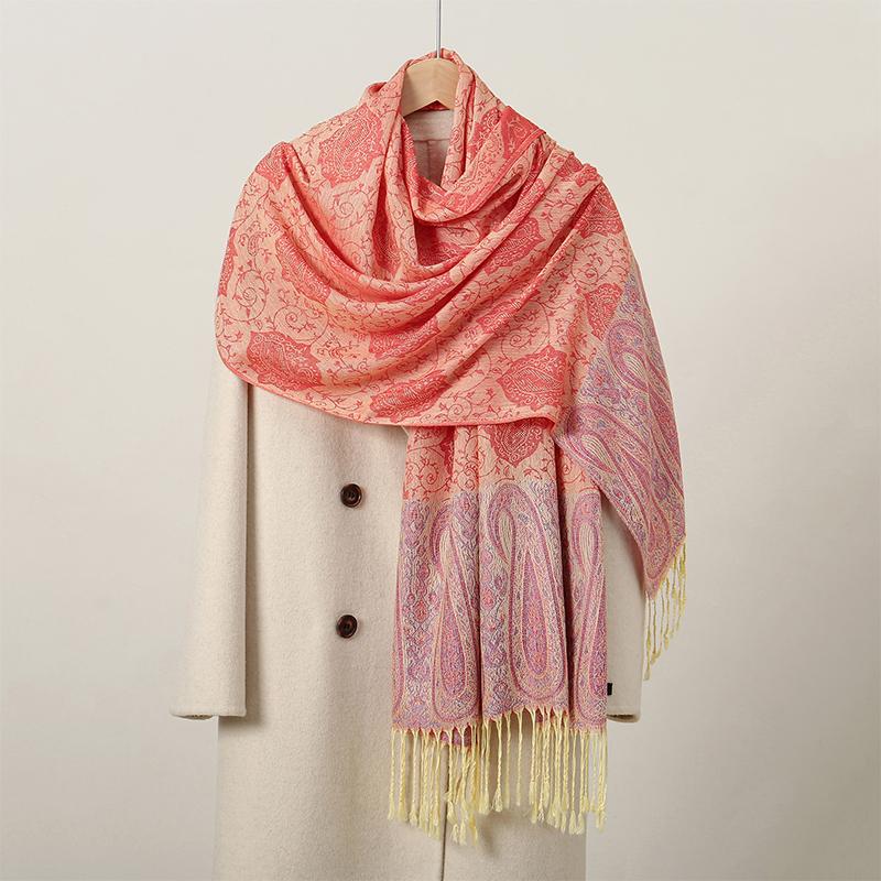 NEW Winter Women Bufanda Jacquard Scarf Printed coquette fashion Silky Long Shawl Ethnic Fringed Travel Scarves