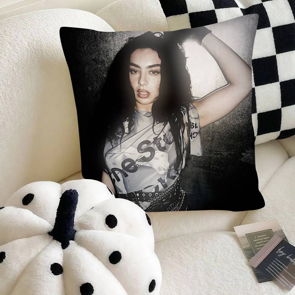 Singer Charli Xcx Pillow Case Fashion Square Pillowcase Bedroom Sofa Room Ins Decoration Leisure