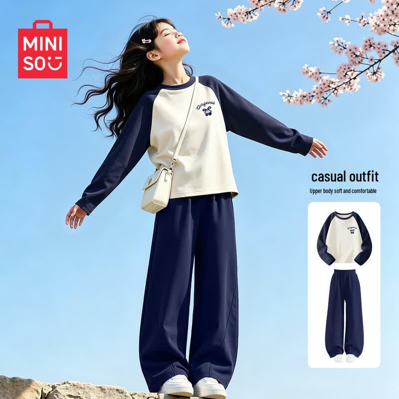 Miniso Girls' Autumn Casual Long-Sleeve Two-Piece Set