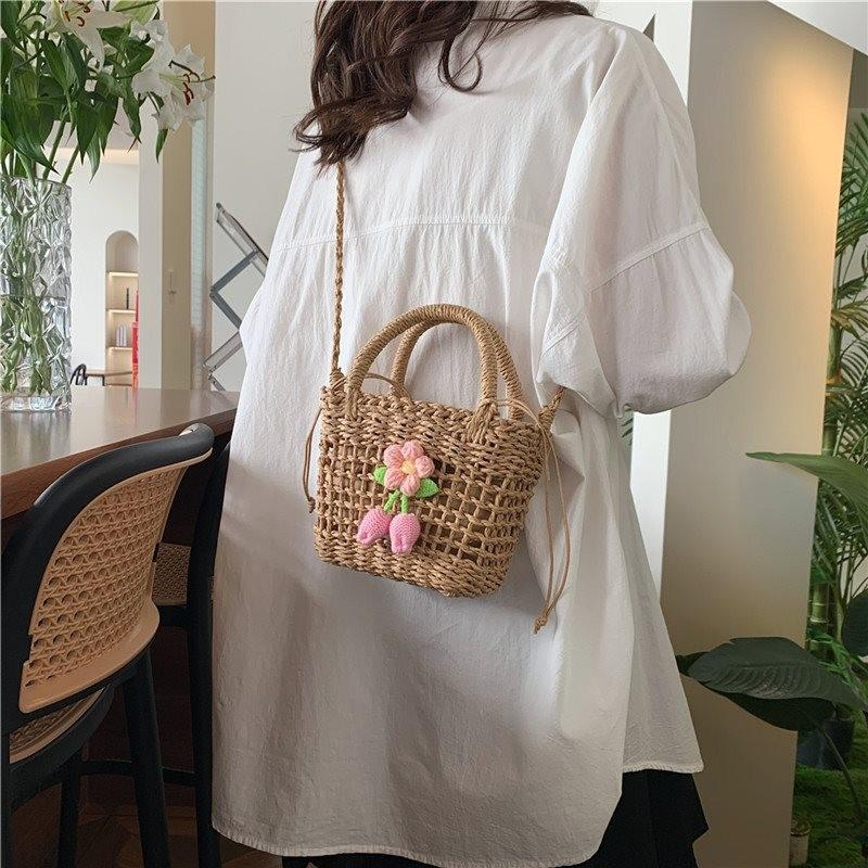 Adorable 2024 Mini Woven Straw Bag In Brown And Beige Ideal For Daily Outfits
