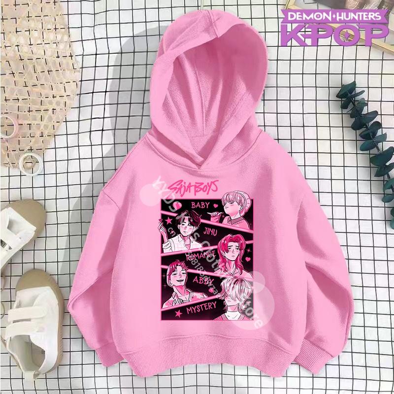 Y2K KPop ציידי שדים קפוצ'ונים נערות מתבגרות בנים רומי KPop ציידי שדים קפוצ'ון סתיו קז'ואל שרוול ארוך בגדי ילדים