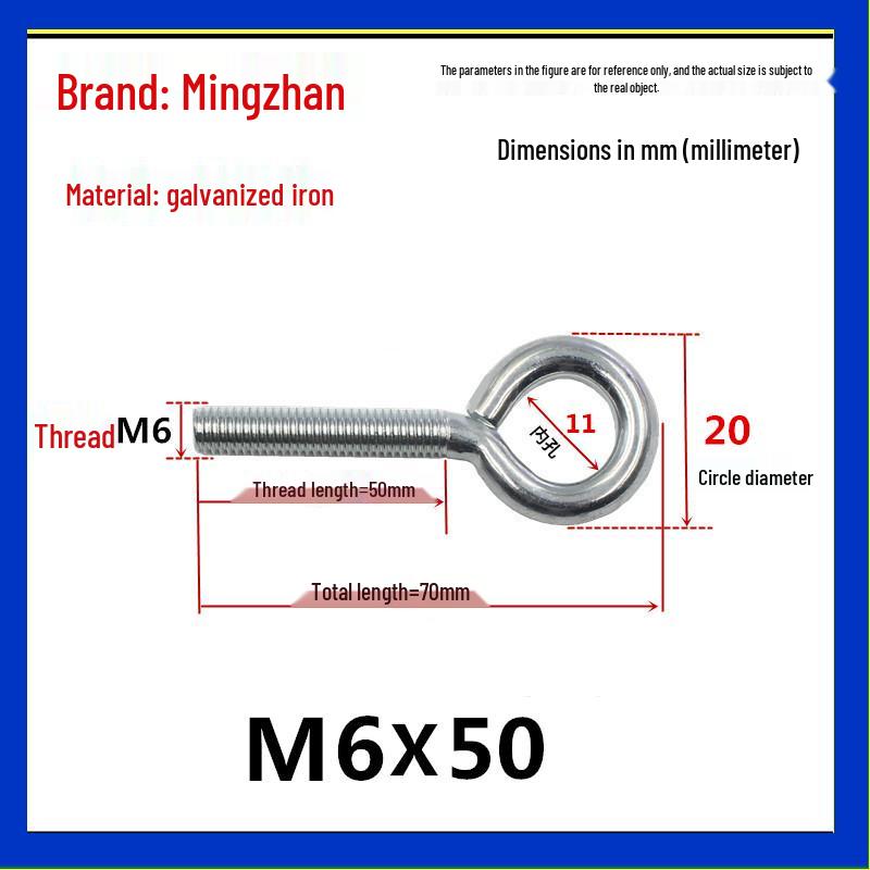 Closed Hook Eye Bolt Screw Ring Hanger - M2.5 to M8 Machine Thread