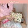 Ins Style Canvas Tulip Cosmetic Case Flower Pattern Skincare Storage Pouch Portable Travel Inner Bag Street Fashion Yellow