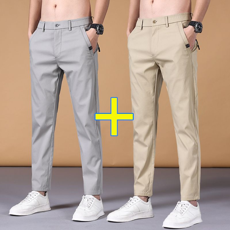 Streetwear Men's Fashion Casual Suit Pants Spring Autumn Solid All-match Slim Korean Male Clothing New Full Straight Trousers 38