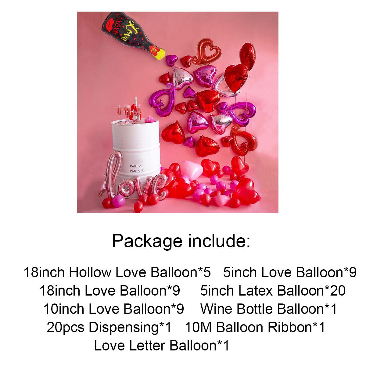 

56 шт., бутылка вина, воздушный шар из фольги для свадьбы, я люблю тебя, поцелуй меня, латексный шар, украшение для дома, воздушный шар для взрослых, игрушка на День святого Валентина