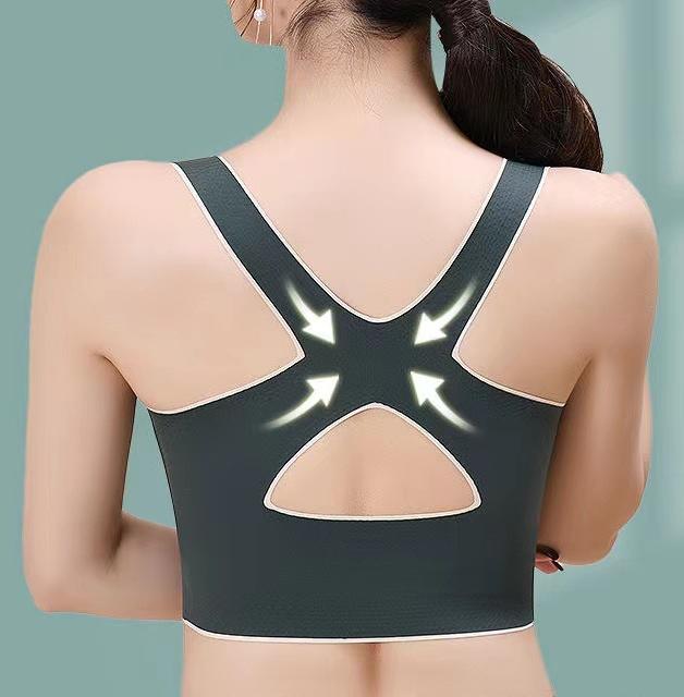 Women Adjustment Cross Back Brassiere Gathered Push Up Sport Yoga Vest Bra Comfortable Side Buckle Wireless Lingerie Seamless Underwear